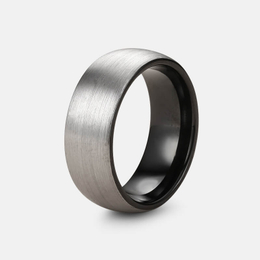 Brushed Spherical Tungsten Steel Men's Ring