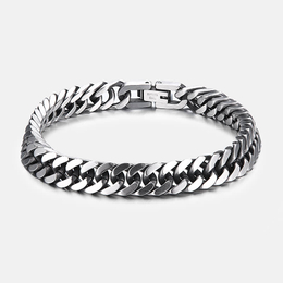 Double Woven Polished Stainless Steel Men's Bracelet