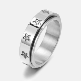 Stars Spinner Stainless Steel Engagement Ring