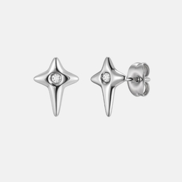 Simple North Star Stainless Steel CZ Stud Earrings