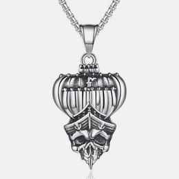Punk Crown Skull Stainless Steel Necklace