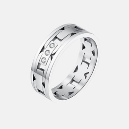 Minimalist Cutout Gemstone Stainless Steel Ring