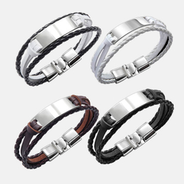 Minimalist Leather Stainless Steel Bracelet