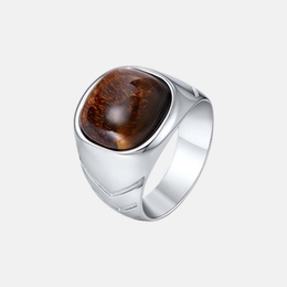 Stylish Tiger's Eye Stone Stainless Steel Simple Ring