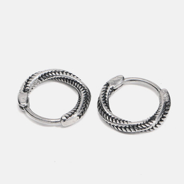 Vintage Round Twisted Rope Stainless Steel Earrings