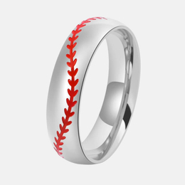Simple Red Olive Branch Stainless Steel Ring