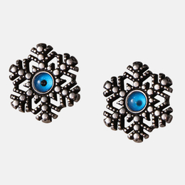 Snowflake Devil's Eye Stainless Steel Gemstone Earrings
