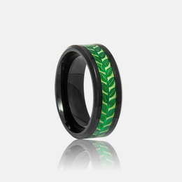 Olive Leaf Pattern Luminous Stainless Steel Ring