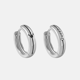 Simple Queen Crown Sterling Silver Double Sided Earrings