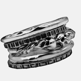 Five Rings Stacked Sterling Silver Combination Men's Ring