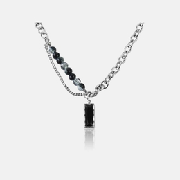 Black Crystal Stainless Steel Necklace