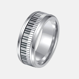 Rotatable Piano Keys Stainless Steel Spinner Ring