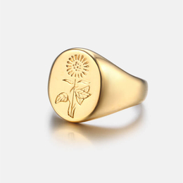 Sunflower Stainless Steel Gold Ring