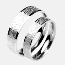 Christian Cross Stainless Steel Couple Ring