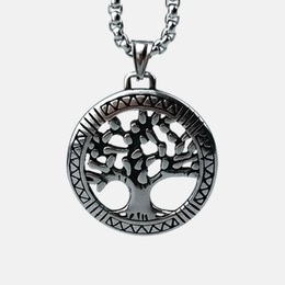 Colar redondo de aço inoxidável da árvore da vida Viking