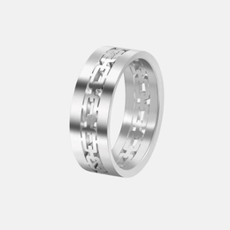 Simple Hollow Cuban Chain Stainless Steel Ring