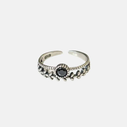 Vintage Wheat Ears Zircon Sterling Silver Open Ring