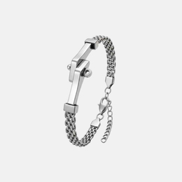 Simple Curved Bar Multi-Layer Stainless Steel Bracelet