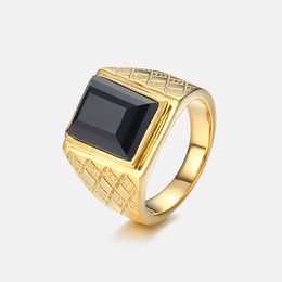 Vintage Gemstone Stainless Steel Men's Ring