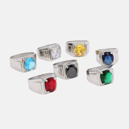 Minimalist Gem-set Stainless Steel Ring