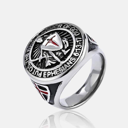 Vintage Knight Shield Cross Stainless Steel Ring