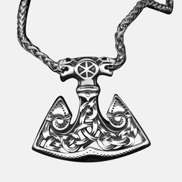 Hammer Viking Celtic Wolf Stainless Steel Men's Necklace