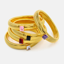 Stretch Square Zircon Stainless Steel Bracelet