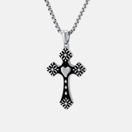 Vintage Heart Shaped Cross Stainless Steel Pendant