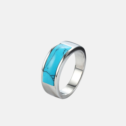 Turquoise Stainless Steel Men's Ring