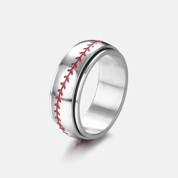 Rugby Pattern Stainless Steel Spinner Ring