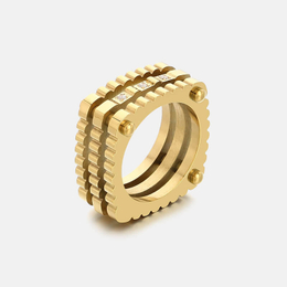 Hip Hop Three-Layer Gear Stainless Steel Ring