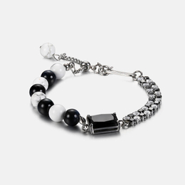 Black And White Stone Stainless Steel Bracelet