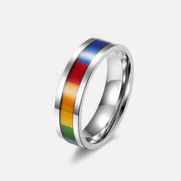 Rainbow Flag Band Stainless Steel Ring