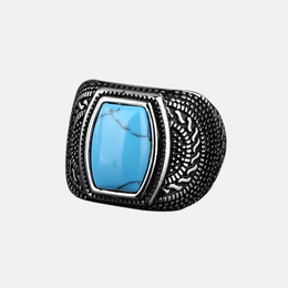 Retro Stainless Steel Agate Stone Men's Ring
