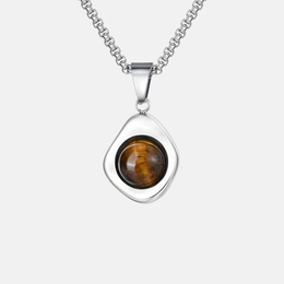 Simple Irregular Tiger Eye Stainless Steel Pendant
