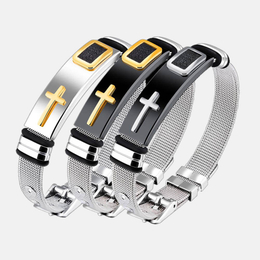 Mesh Strap Cross Stainless Steel Adjustable Bracelet