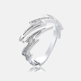 Irregular Lightning Zircon Sterling Silver Open Ring