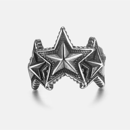 Retro Pentagram Stainless Steel Men's Ring