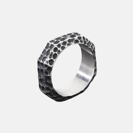 Retro Personalized Hammered Stainless Steel Ring