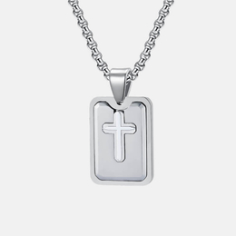 Vintage Cross Design Stainless Steel Square Pendant