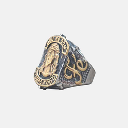 Jesus FE Letters Prayer Stainless Steel Religious Ring