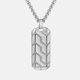Geometric Tire Pattern Stainless Steel Square Pendant