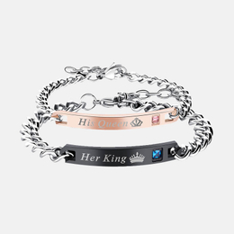 Engraved Words Stainless Steel Couple Bracelet