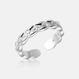 Rhombus Plaid Pattern Gemstone Sterling Silver Ring