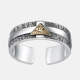 Eye Of God Cross Tree Pattern Sterling Silver Men's Ring