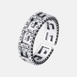 Vintage Pattern Hollow Sterling Silver Ring